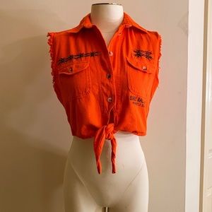 ‼️AUTHENTIC Biker Cropped Tie-Front Tank‼️ Size S